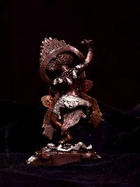 [simhamukha Yogini], [hq], Buddhist Miniature Statue, [silver And Chocolate Oxidized]