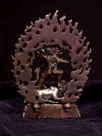 [yamantaka Shakti], [hq], Buddhist Miniature Statue, [silver And Chocolate Oxidized]