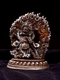 [vajrapani], [hq], Buddhist Miniature Statue, [silver And Chocolate Oxidized]
