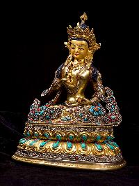 [vajrasattva], Buddhist Handmade Statue, [full Gold Plated], [stone Setting], [siku Design], [face Painted]