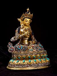 [vajrasattva], Buddhist Handmade Statue, [full Gold Plated], [stone Setting], [siku Design], [face Painted]