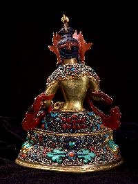 [vajrasattva], Buddhist Handmade Statue, [full Gold Plated], [stone Setting], [siku Design], [face Painted]