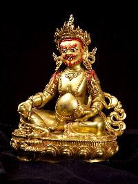 [yellow Jambhala] Buddhist Handmade Statue, [full Gold Plated], [face Painted]