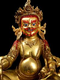 [yellow Jambhala] Buddhist Handmade Statue, [full Gold Plated], [face Painted]