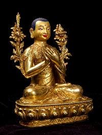 [tsongkhapa Set], Buddhist Handmade Statue, [full Gold Plated], [face Painted]