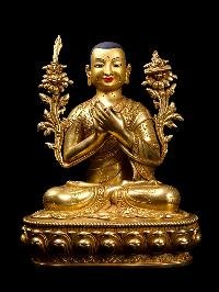 [tsongkhapa Set], Buddhist Handmade Statue, [full Gold Plated], [face Painted]