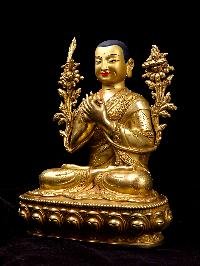 [tsongkhapa Set], Buddhist Handmade Statue, [full Gold Plated], [face Painted]