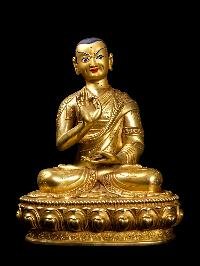 [tsongkhapa Set], Buddhist Handmade Statue, [full Gold Plated], [face Painted]