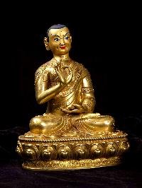 [tsongkhapa Set], Buddhist Handmade Statue, [full Gold Plated], [face Painted]
