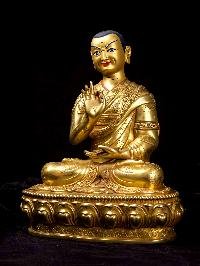 [tsongkhapa Set], Buddhist Handmade Statue, [full Gold Plated], [face Painted]