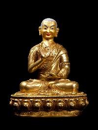[tsongkhapa Set], Buddhist Handmade Statue, [full Gold Plated], [face Painted]