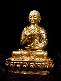 [tsongkhapa Set], Buddhist Handmade Statue, [full Gold Plated], [face Painted]