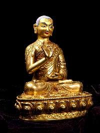 [tsongkhapa Set], Buddhist Handmade Statue, [full Gold Plated], [face Painted]