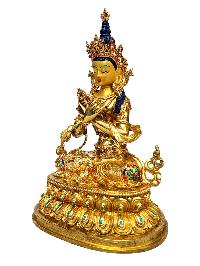 [vajradhara], Buddhist Handmade Statue, [full Gold Plated], [stone Setting], [face Painted]