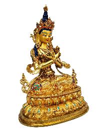 [vajradhara], Buddhist Handmade Statue, [full Gold Plated], [stone Setting], [face Painted]