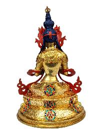 [vajradhara], Buddhist Handmade Statue, [full Gold Plated], [stone Setting], [face Painted]