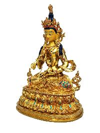 [vajrasattva], Buddhist Handmade Statue, [full Gold Plated], [stone Setting], [face Painted]