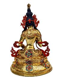 [vajrasattva], Buddhist Handmade Statue, [full Gold Plated], [stone Setting], [face Painted]