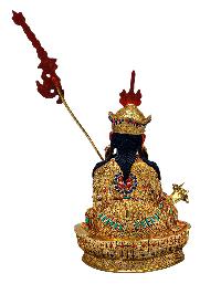 [padmasambhava], Buddhist Handmade Statue, [full Gold Plated], [stone Setting], [face Painted]