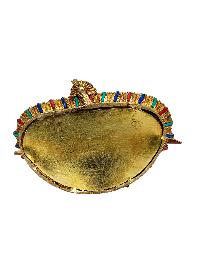 [green Tara], Buddhist Handmade Statue, [full Gold Plated], [stone Setting], [face Painted]