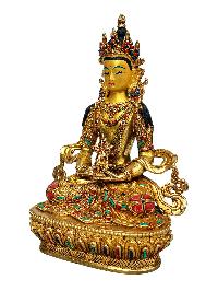 [aparimita], Buddhist Handmade Statue, [full Gold Plated], [stone Setting], [face Painted]