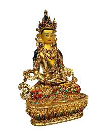 [aparimita], Buddhist Handmade Statue, [full Gold Plated], [stone Setting], [face Painted]