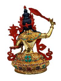 [manjushri], Buddhist Handmade Statue, [full Gold Plated], [stone Setting], [face Painted]