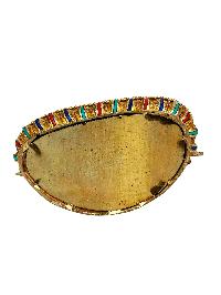 [manjushri], Buddhist Handmade Statue, [full Gold Plated], [stone Setting], [face Painted]