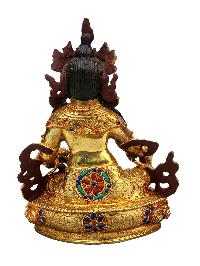 [yellow Jambhala], Buddhist Handmade Statue, [full Gold Plated], [stone Setting], [face Painted]