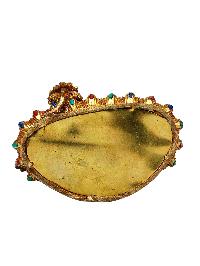 [yellow Jambhala], Buddhist Handmade Statue, [full Gold Plated], [stone Setting], [face Painted]