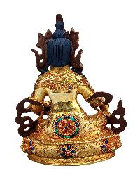 [yellow Jambhala], Buddhist Handmade Statue, [full Gold Plated], [stone Setting], [face Painted]