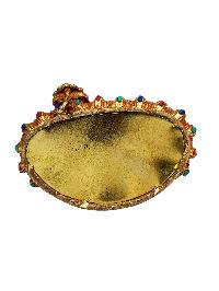 [yellow Jambhala], Buddhist Handmade Statue, [full Gold Plated], [stone Setting], [face Painted]