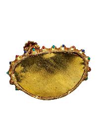 [yellow Jambhala], Buddhist Handmade Statue, [full Gold Plated], [stone Setting], [face Painted]