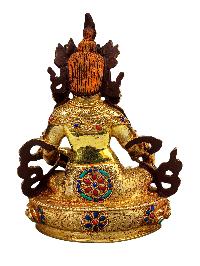 [yellow Jambhala], Buddhist Handmade Statue, [full Gold Plated], [stone Setting], [face Painted]