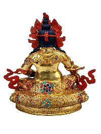[yellow Jambhala], Buddhist Handmade Statue, [full Gold Plated], [stone Setting], [face Painted]