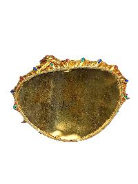 [yellow Jambhala], Buddhist Handmade Statue, [full Gold Plated], [stone Setting], [face Painted]