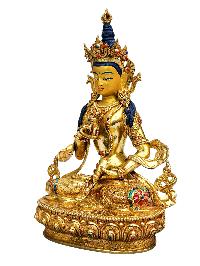 [vajrasattva], Buddhist Handmade Statue, [full Gold Plated], [stone Setting], [face Painted]