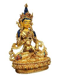 [vajrasattva], Buddhist Handmade Statue, [full Gold Plated], [stone Setting], [face Painted]