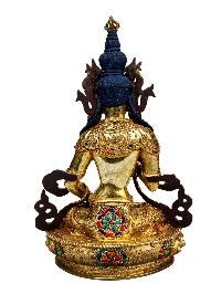 [vajrasattva], Buddhist Handmade Statue, [full Gold Plated], [stone Setting], [face Painted]