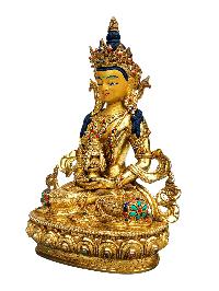 [aparimita], Buddhist Handmade Statue, [full Gold Plated], [stone Setting], [face Painted]