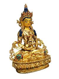 [aparimita], Buddhist Handmade Statue, [full Gold Plated], [stone Setting], [face Painted]