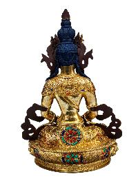 [aparimita], Buddhist Handmade Statue, [full Gold Plated], [stone Setting], [face Painted]
