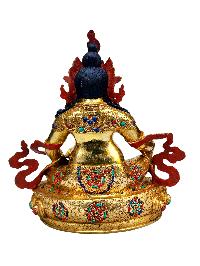 [yellow Jambhala], Buddhist Handmade Statue, [full Gold Plated], [stone Setting], [face Painted]