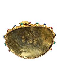 [yellow Jambhala], Buddhist Handmade Statue, [full Gold Plated], [stone Setting], [face Painted]