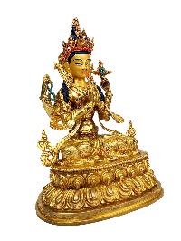 [chenrezig], Buddhist Handmade Statue, [full Gold Plated], [stone Setting], [face Painted]
