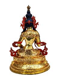 [vajrasattva], Buddhist Handmade Statue, [full Gold Plated], [stone Setting], [face Painted]