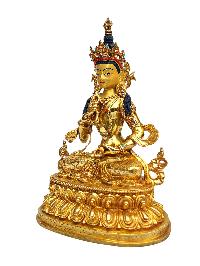 [vajrasattva], Buddhist Handmade Statue, [full Gold Plated], [stone Setting], [face Painted]