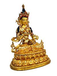 [vajrasattva], Buddhist Handmade Statue, [full Gold Plated], [stone Setting], [face Painted]