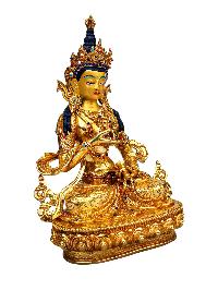 [vajrasattva], Buddhist Handmade Statue, [full Gold Plated], [stone Setting], [face Painted]