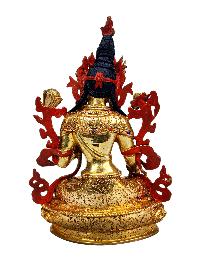 [white Tara], Buddhist Handmade Statue, [full Gold Plated], [stone Setting], [face Painted]